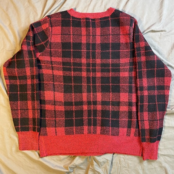 Merry & Bright Soft Plaid Holiday Christmas Sweater Size Large - Picture 4 of 5